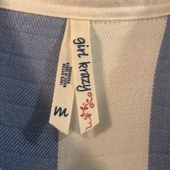 Blue & White Striped Button Down Top - Picture 2 of 2